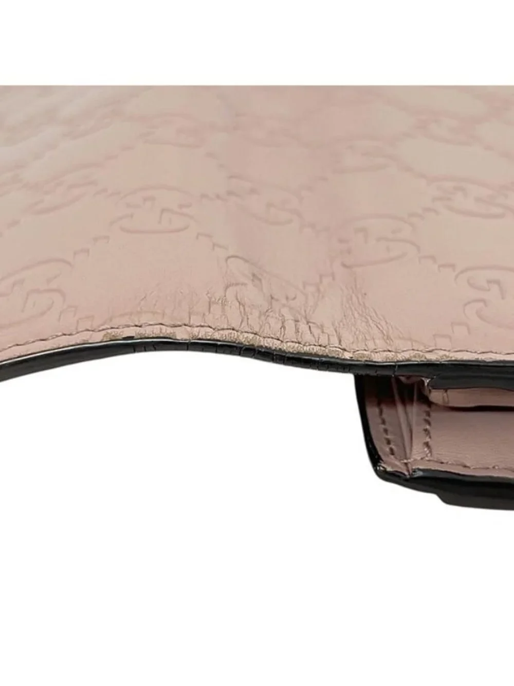 Gucci Bifold Long Wallet Pink Beige Striped Leather - Picture 10 of 13